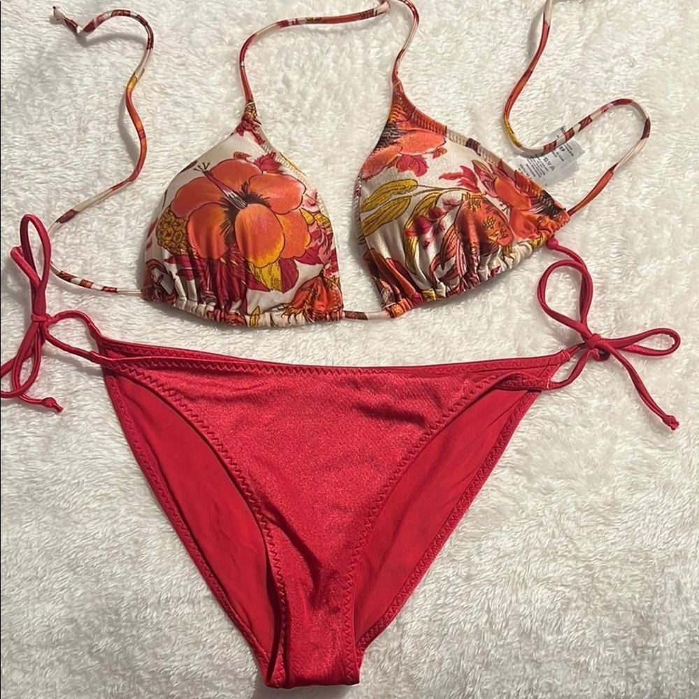 H&M Women's Red and Orange Bikini Swimwear